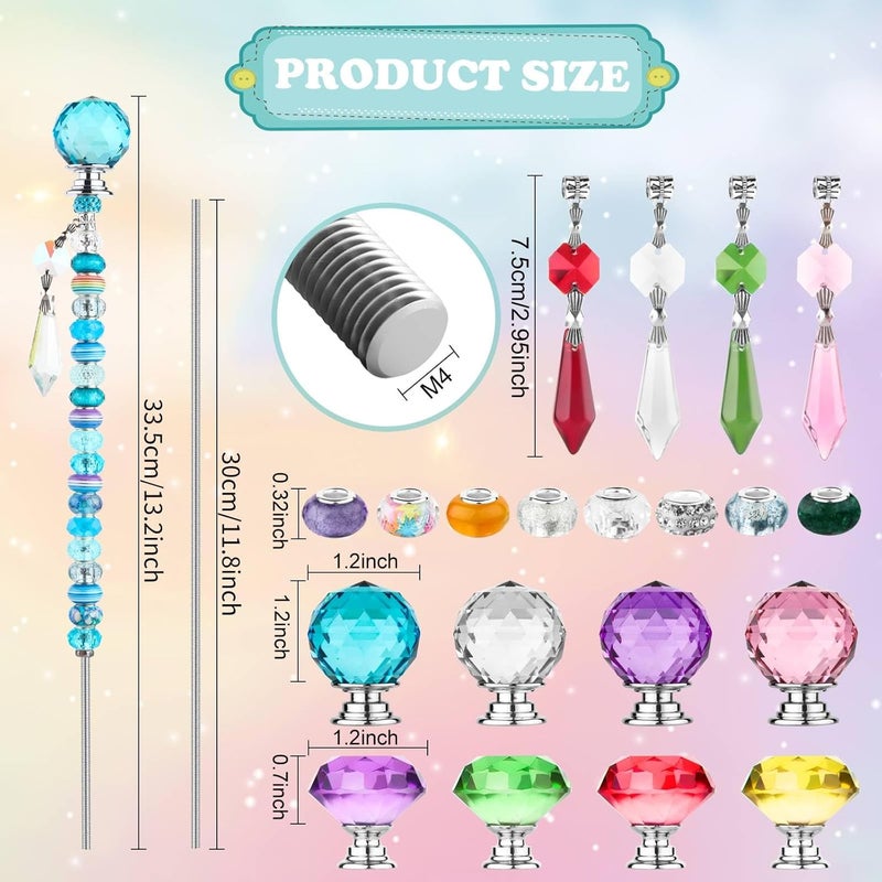 UFU 238Pcs DIY Fairy Wand Beaded Garden Stakes Kit, Fairy Wands Kit with Sparkling Crystal Pendants, Suitable for Different Holidays Garden Stakes Decorative Outdoor Beadable Items(12IN) - Image 2